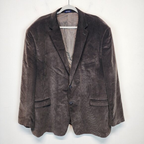 Saddlebred Corduroy Blazer Size 56L Chocolate Brown 2 Button Academia Professor - Picture 1 of 12